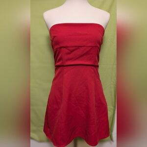 All In Favor Elegant Red Sleeveless Mini Dress With Back Bow